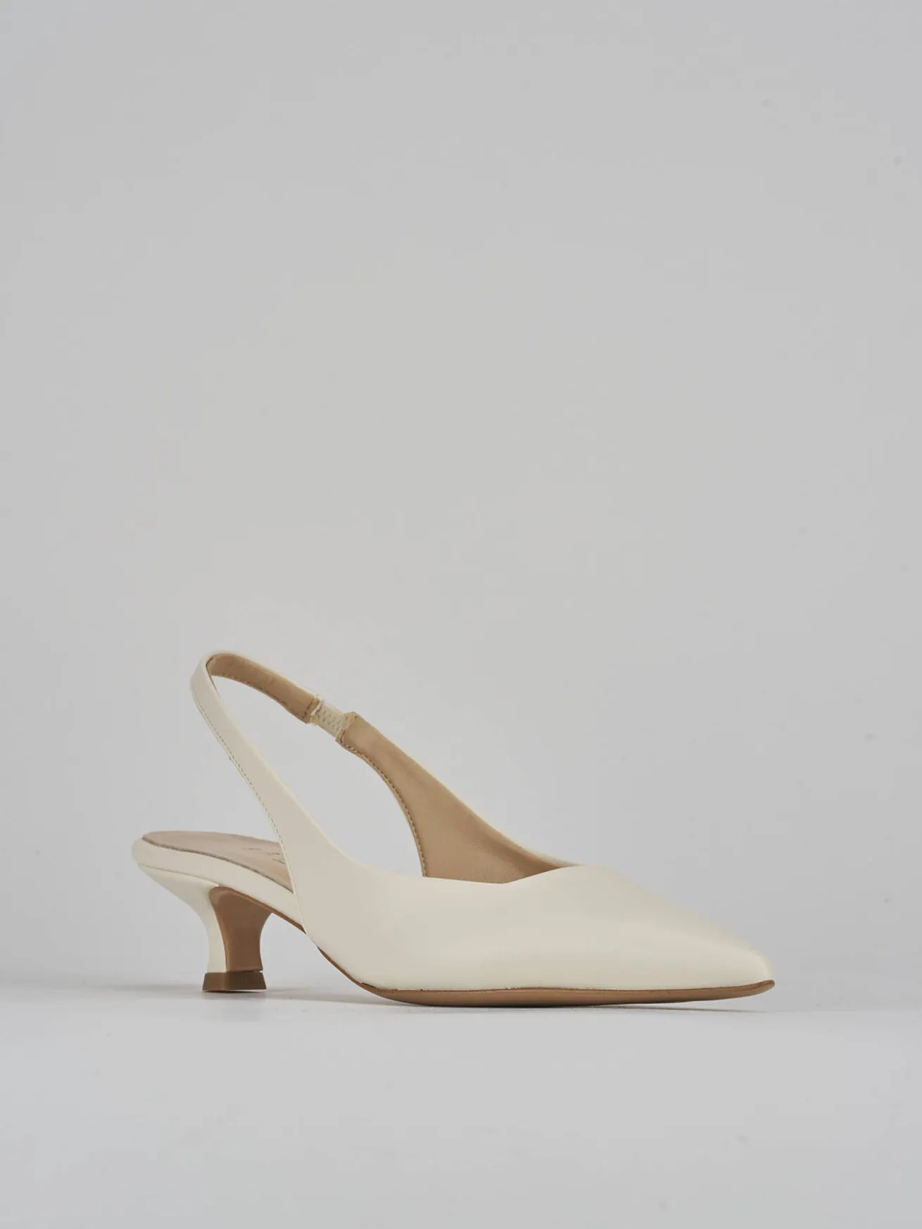 Slingback tacco 3cm pelle bianco