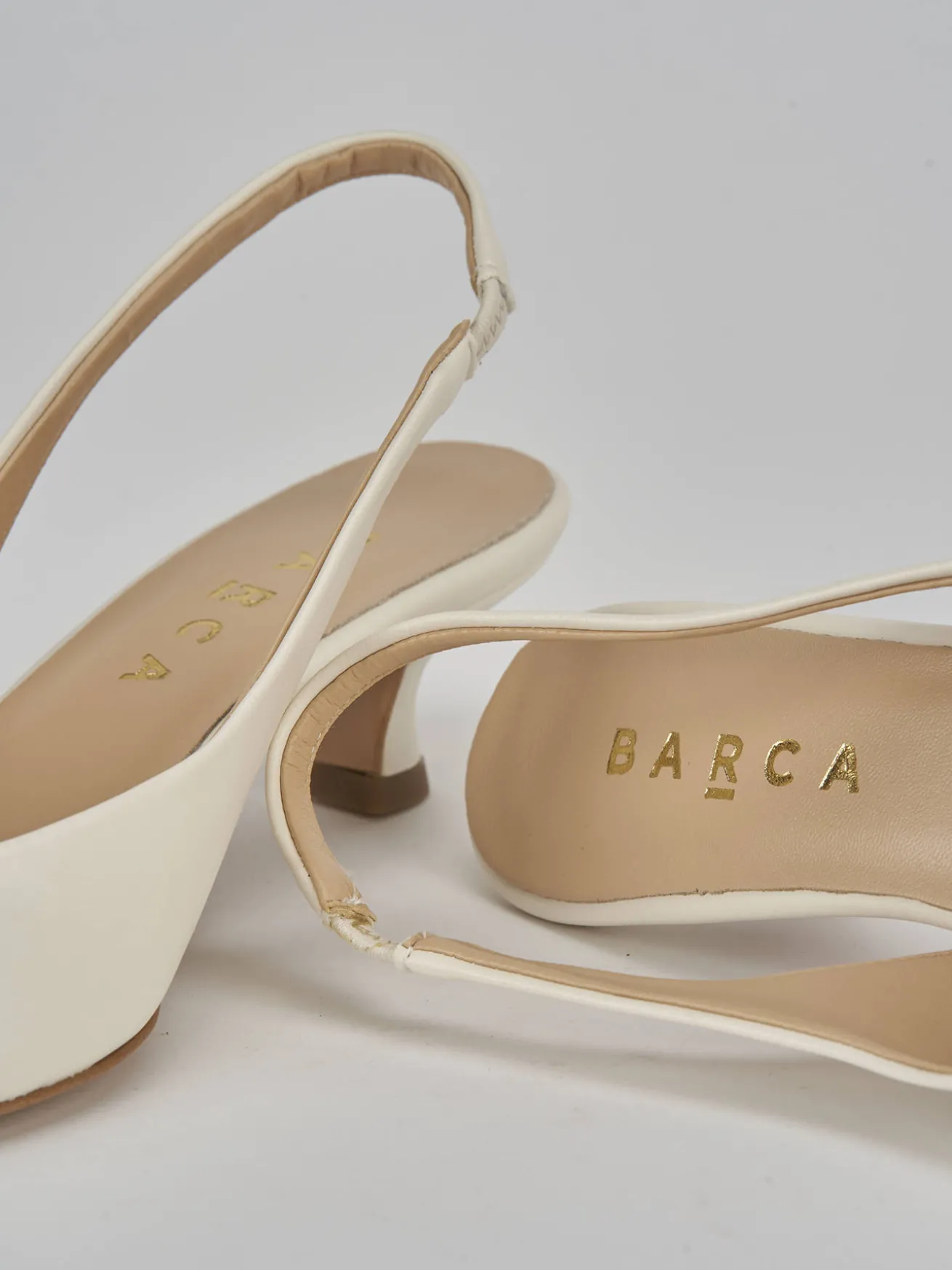 Slingback tacco 3cm pelle bianco