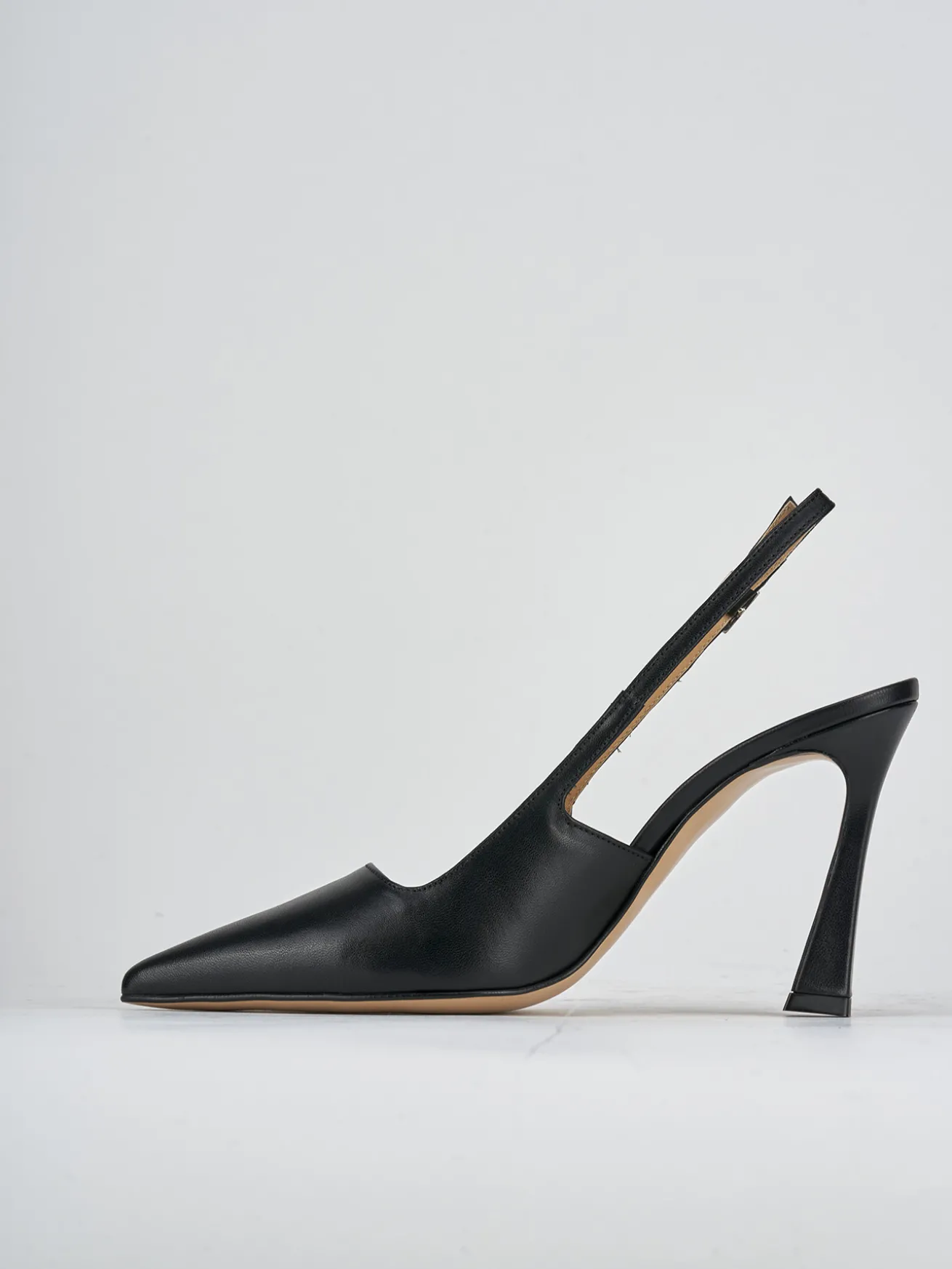 Slingback tacco 9cm pelle nero
