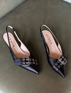Slingback tacco 5cm pelle nero