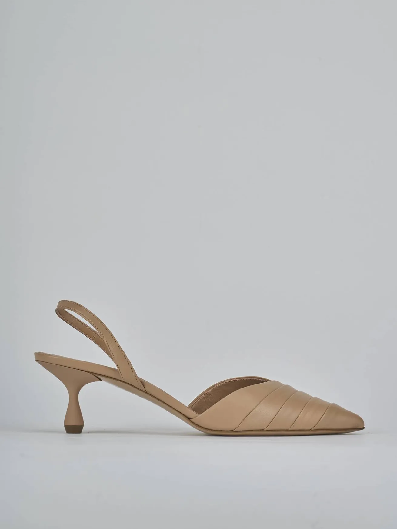 Slingback tacco 5cm pelle marrone