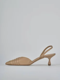 Slingback tacco 5cm pelle marrone