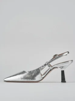 Slingback tacco 8cm pelle argento