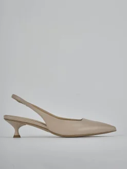 Slingback tacco 4cm pelle beige