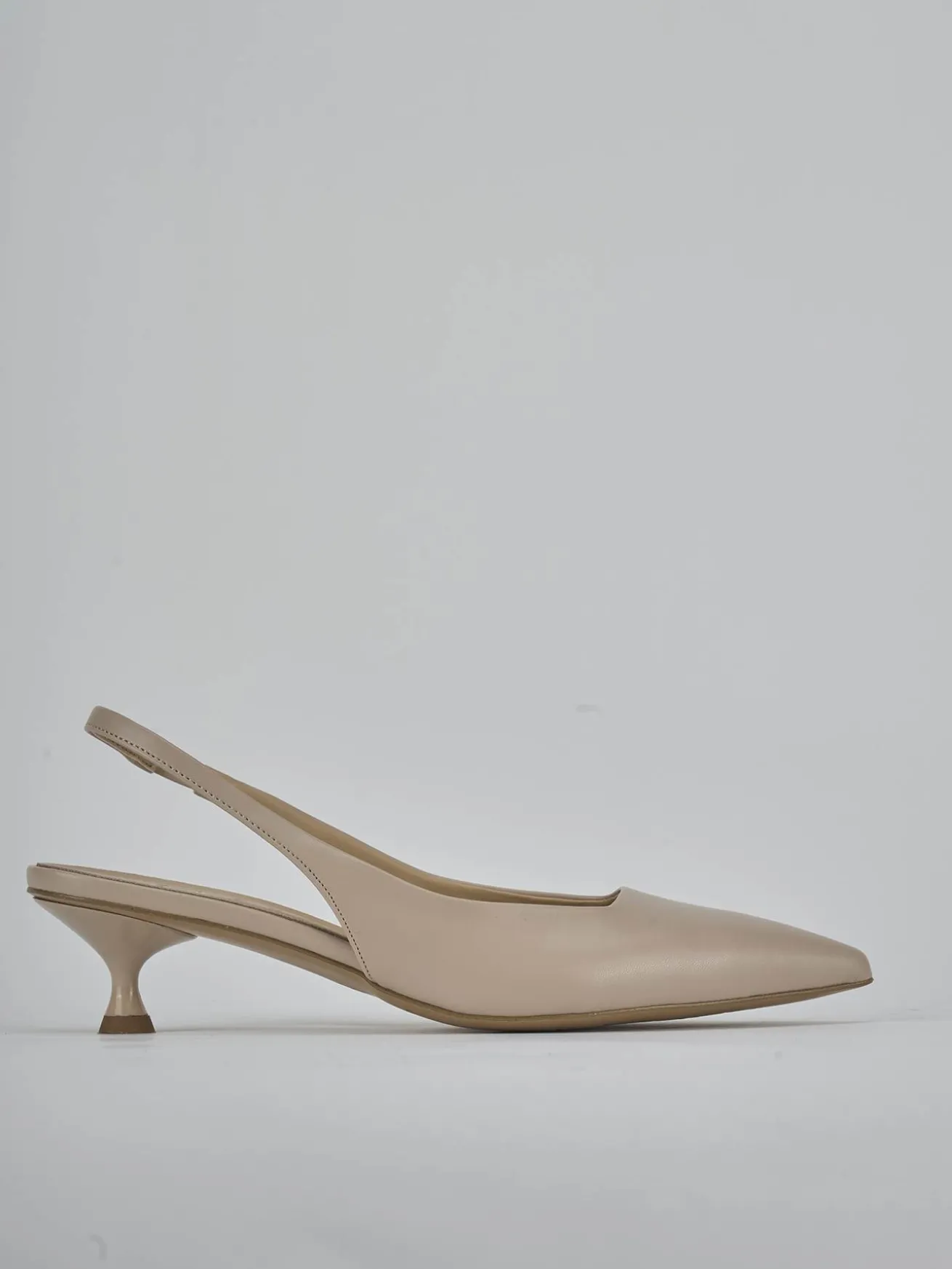 Slingback tacco 4cm pelle beige