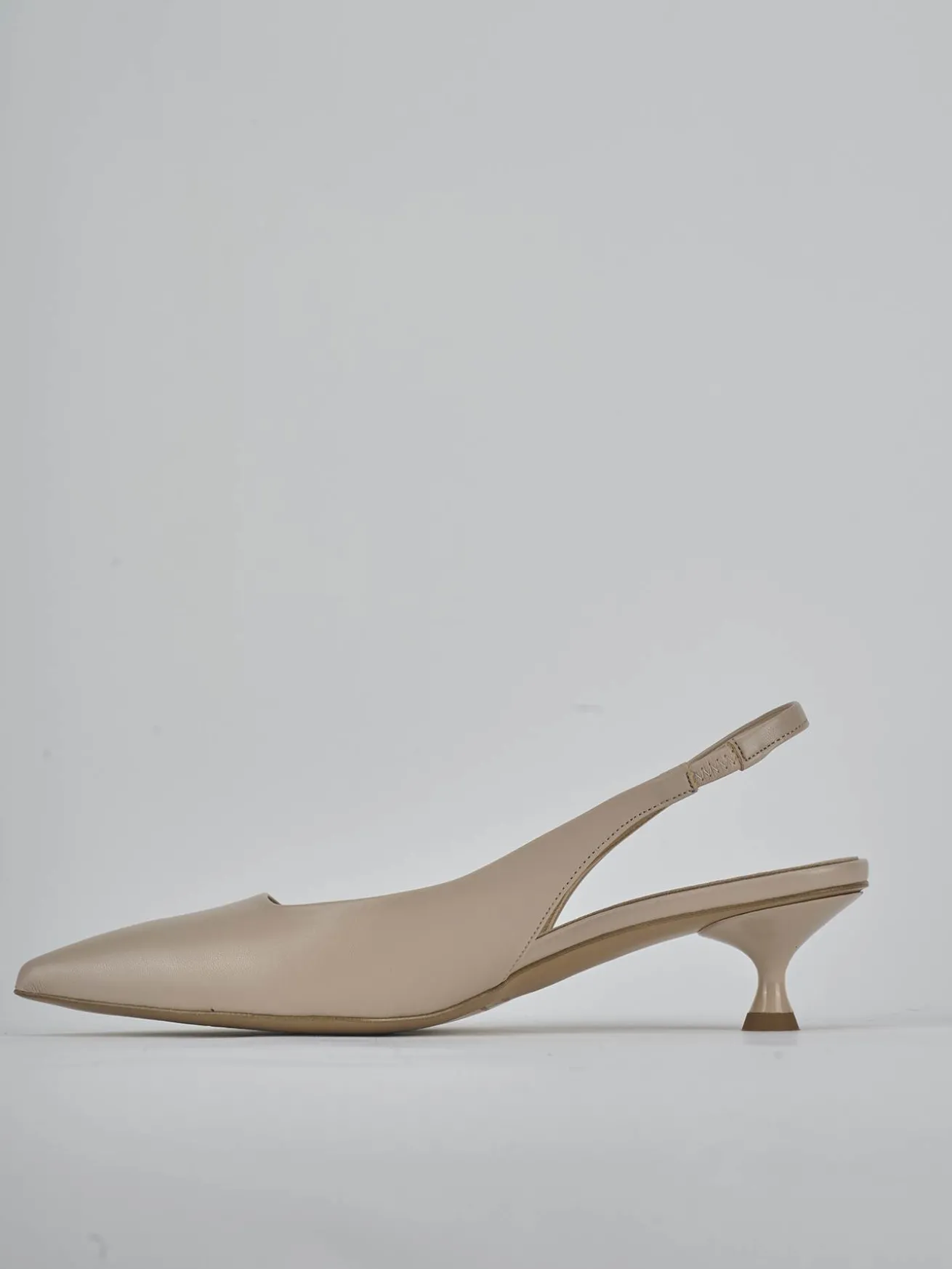 Slingback tacco 4cm pelle beige