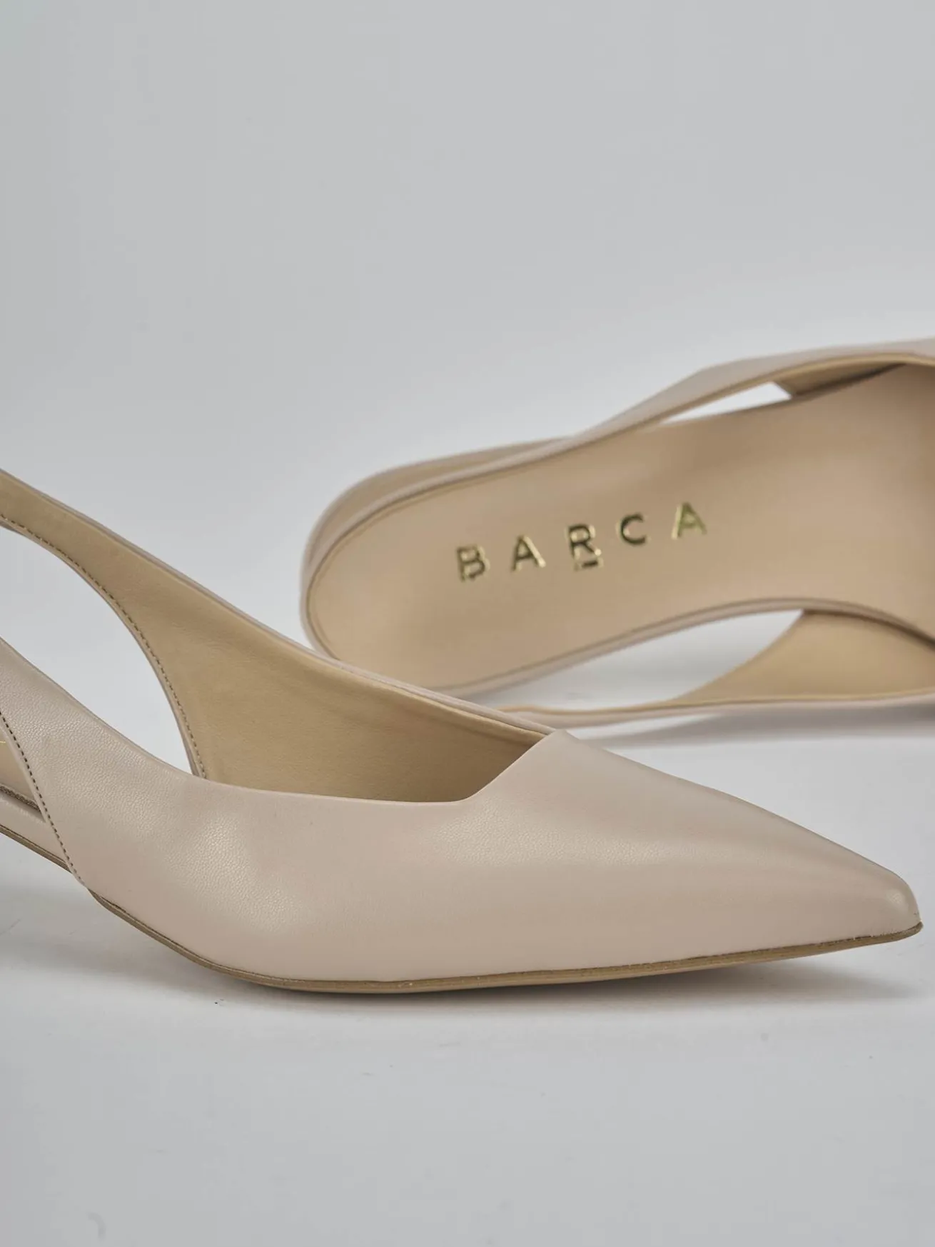 Slingback tacco 4cm pelle beige