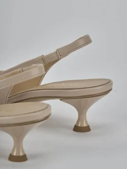Slingback tacco 4cm pelle beige
