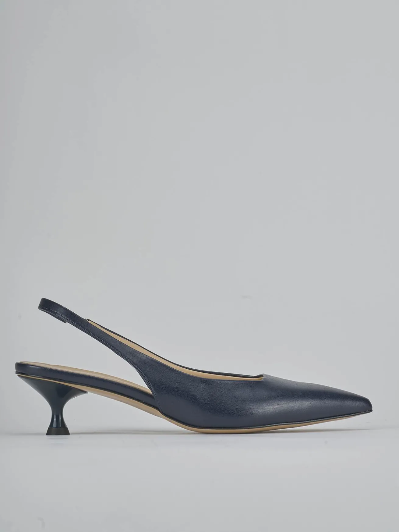Slingback tacco 4cm pelle blu