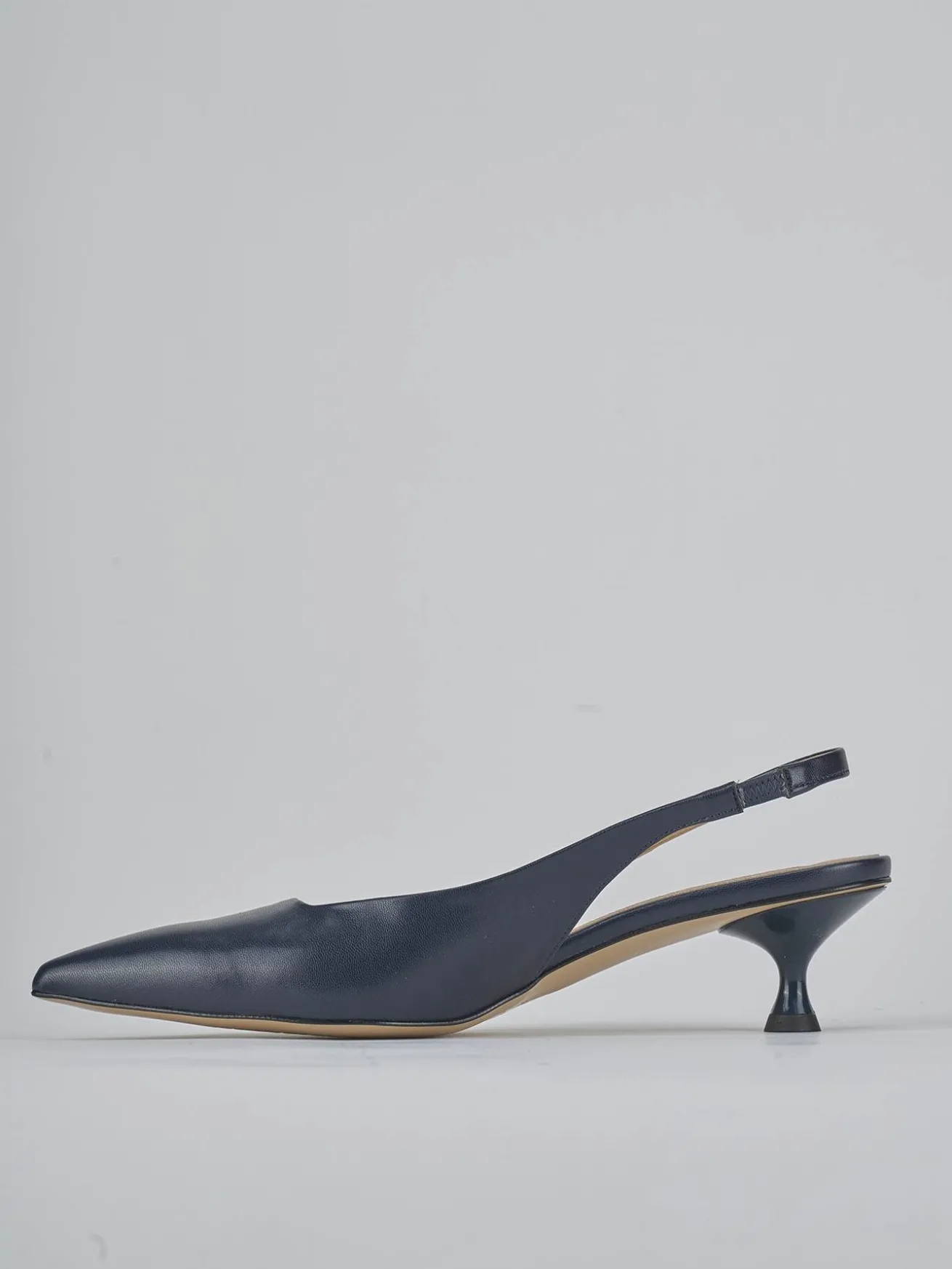 Slingback tacco 4cm pelle blu