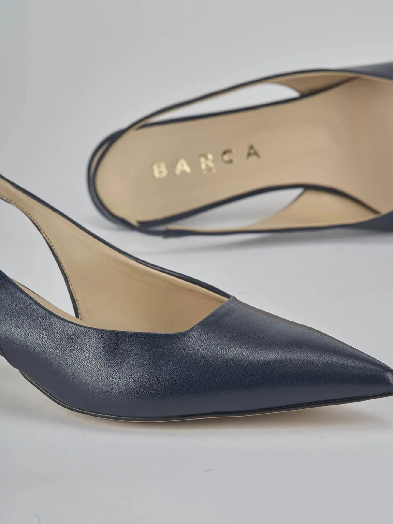 Slingback tacco 4cm pelle blu