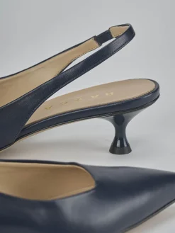 Slingback tacco 4cm pelle blu