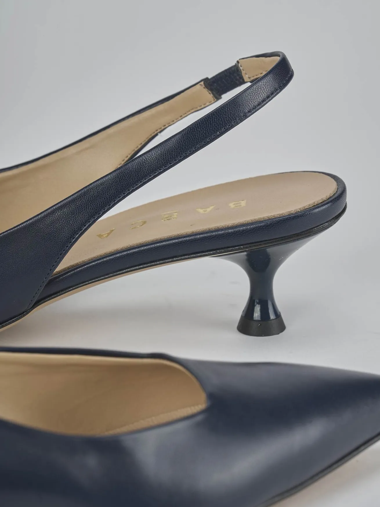 Slingback tacco 4cm pelle blu