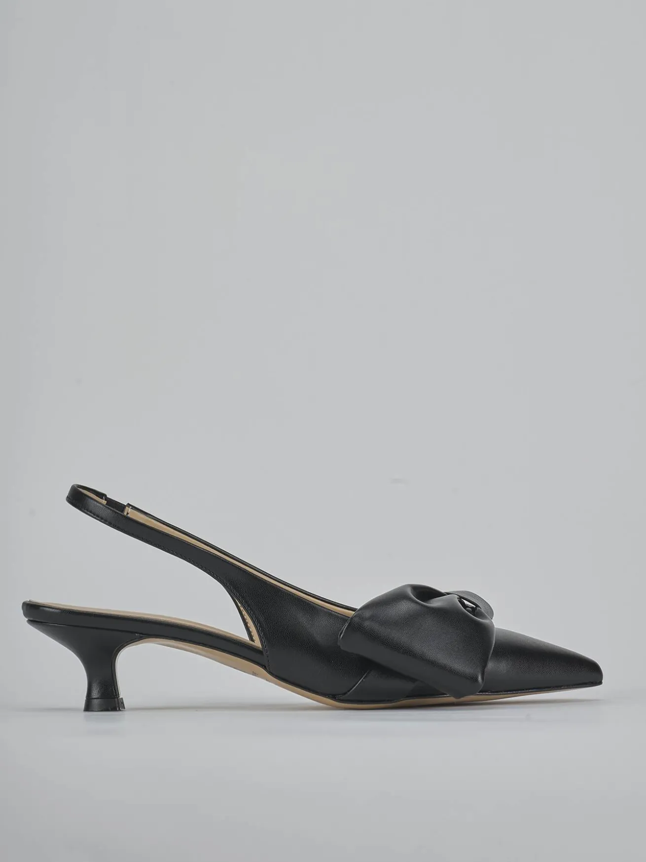 Slingback tacco 4cm pelle nero