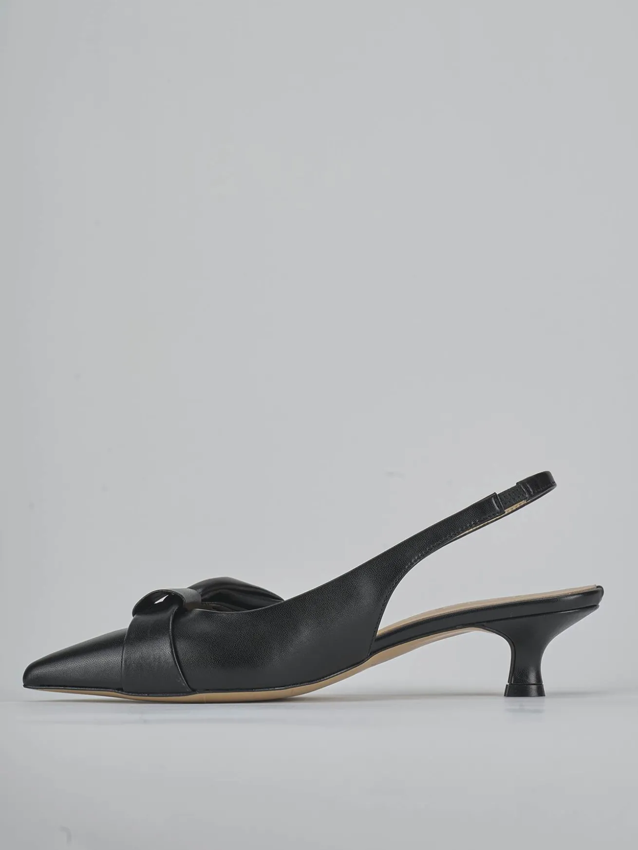 Slingback tacco 4cm pelle nero