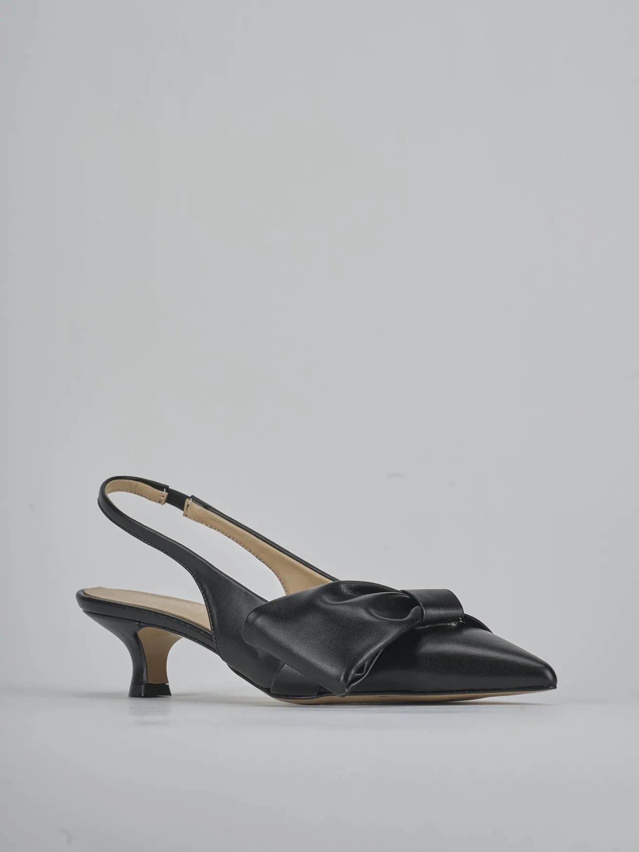Slingback tacco 4cm pelle nero