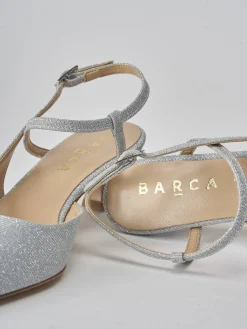 Slingback tacco 4cm pelle argento