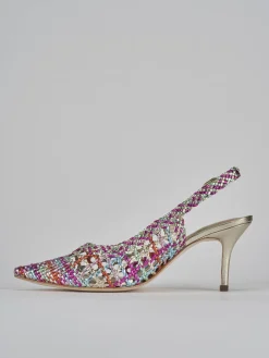 Slingback tacco 7cm pelle multicolor