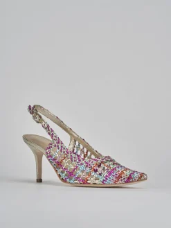 Slingback tacco 7cm pelle multicolor