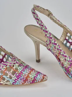 Slingback tacco 7cm pelle multicolor