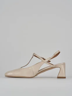 Slingback tacco 5cm pelle beige