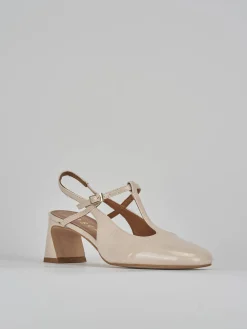 Slingback tacco 5cm pelle beige
