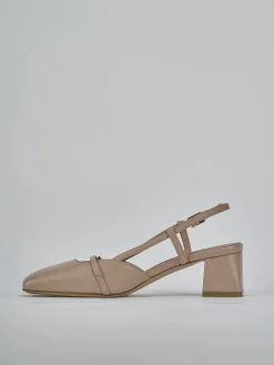 Slingback tacco 5cm pelle rosa