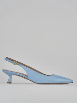 Slingback tacco 5cm pelle azzurro