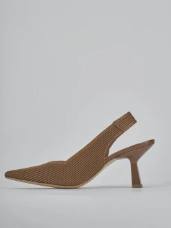 Slingback tacco 7cm pelle marrone