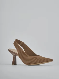 Slingback tacco 7cm pelle marrone