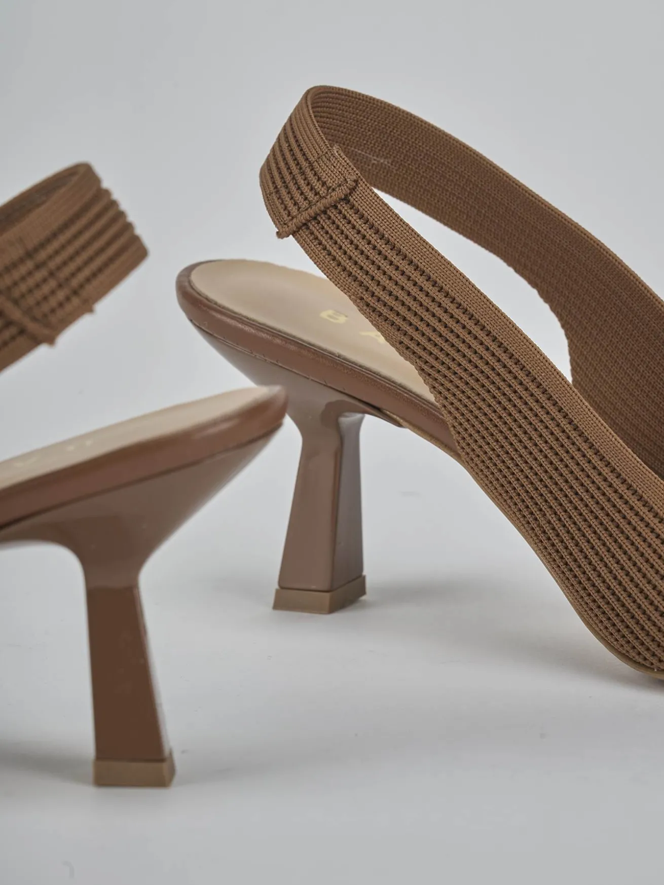 Slingback tacco 7cm pelle marrone