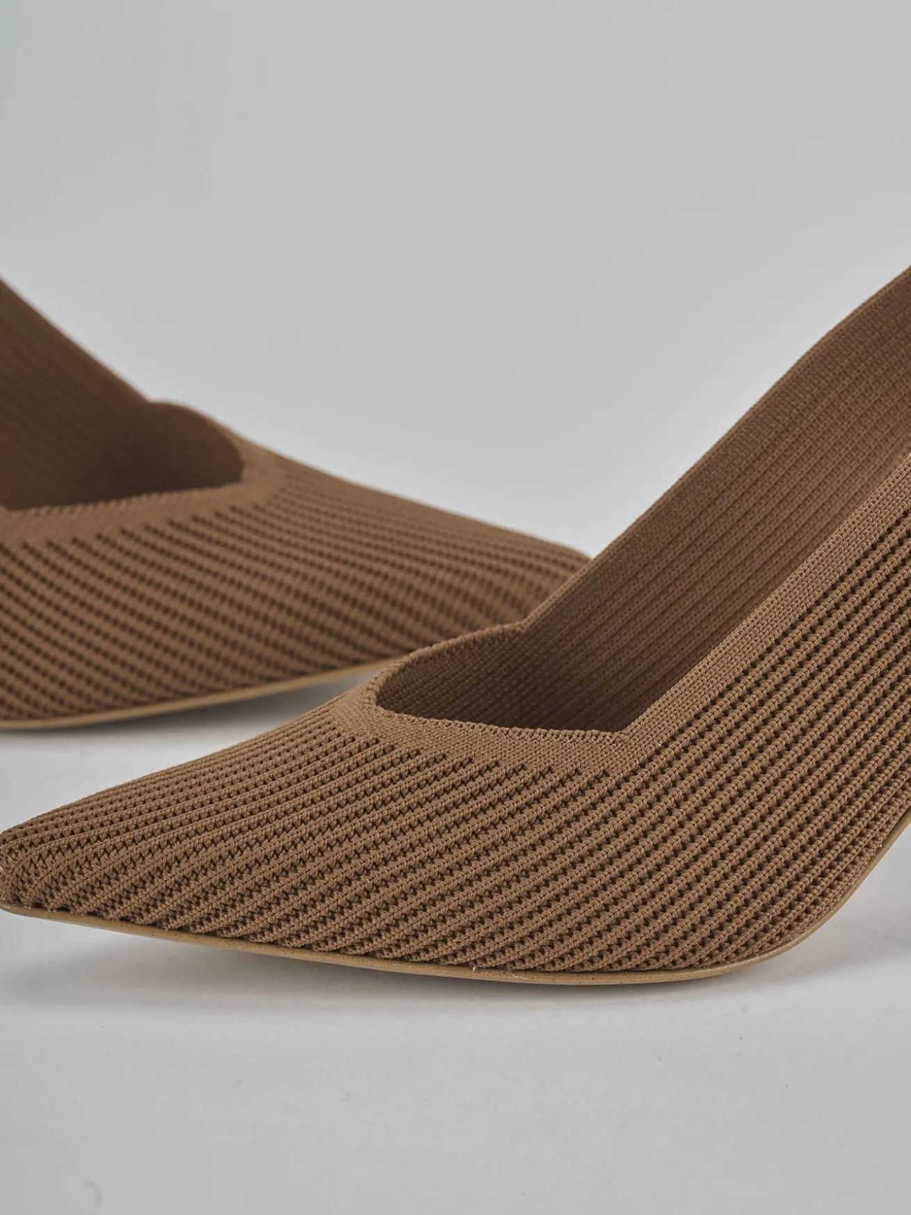 Slingback tacco 7cm pelle marrone