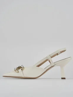 Slingback tacco 7cm pelle bianco