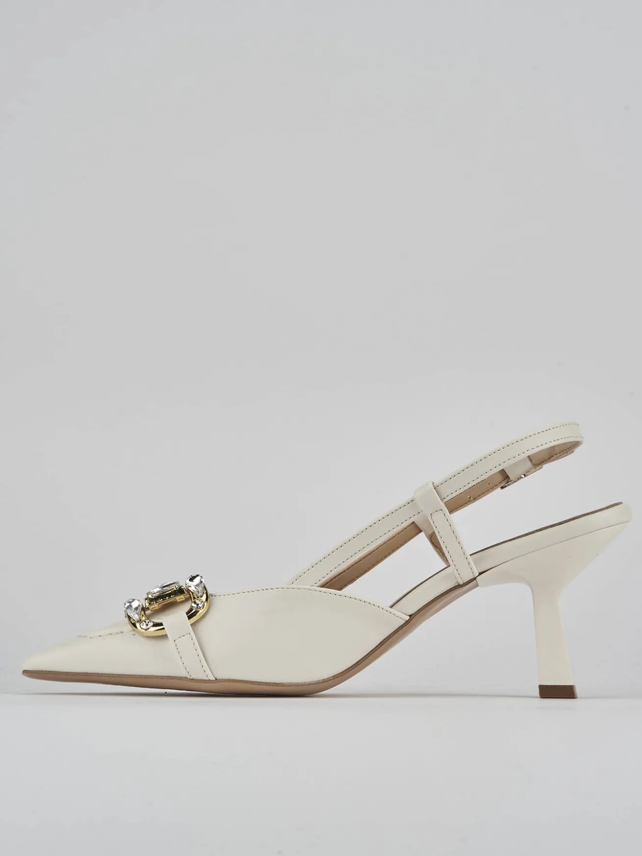 Slingback tacco 7cm pelle bianco