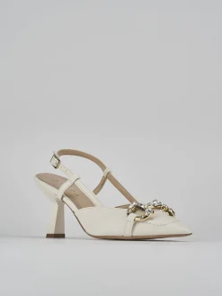 Slingback tacco 7cm pelle bianco