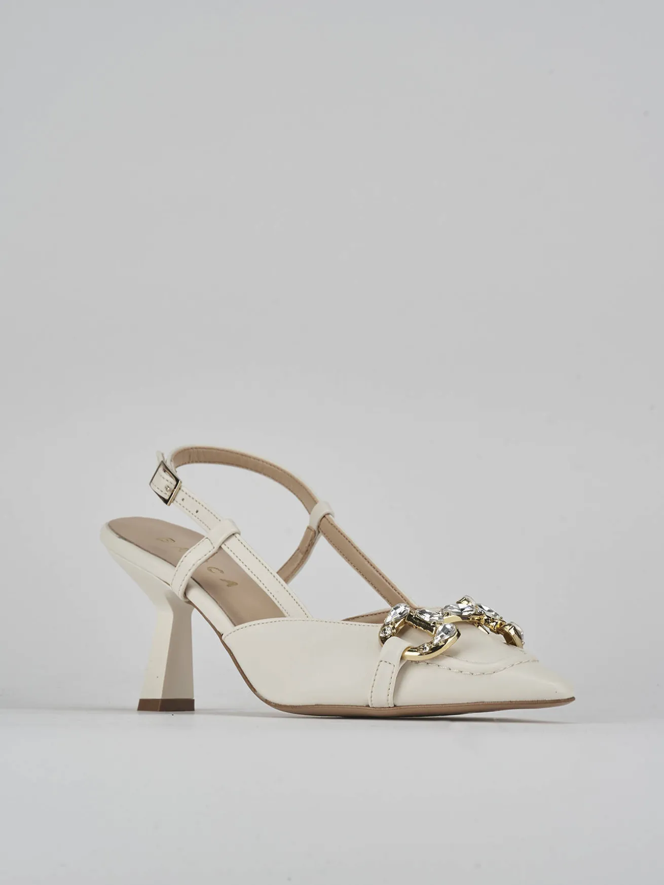 Slingback tacco 7cm pelle bianco