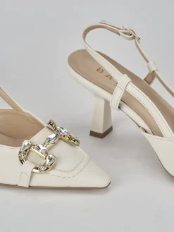 Slingback tacco 7cm pelle bianco