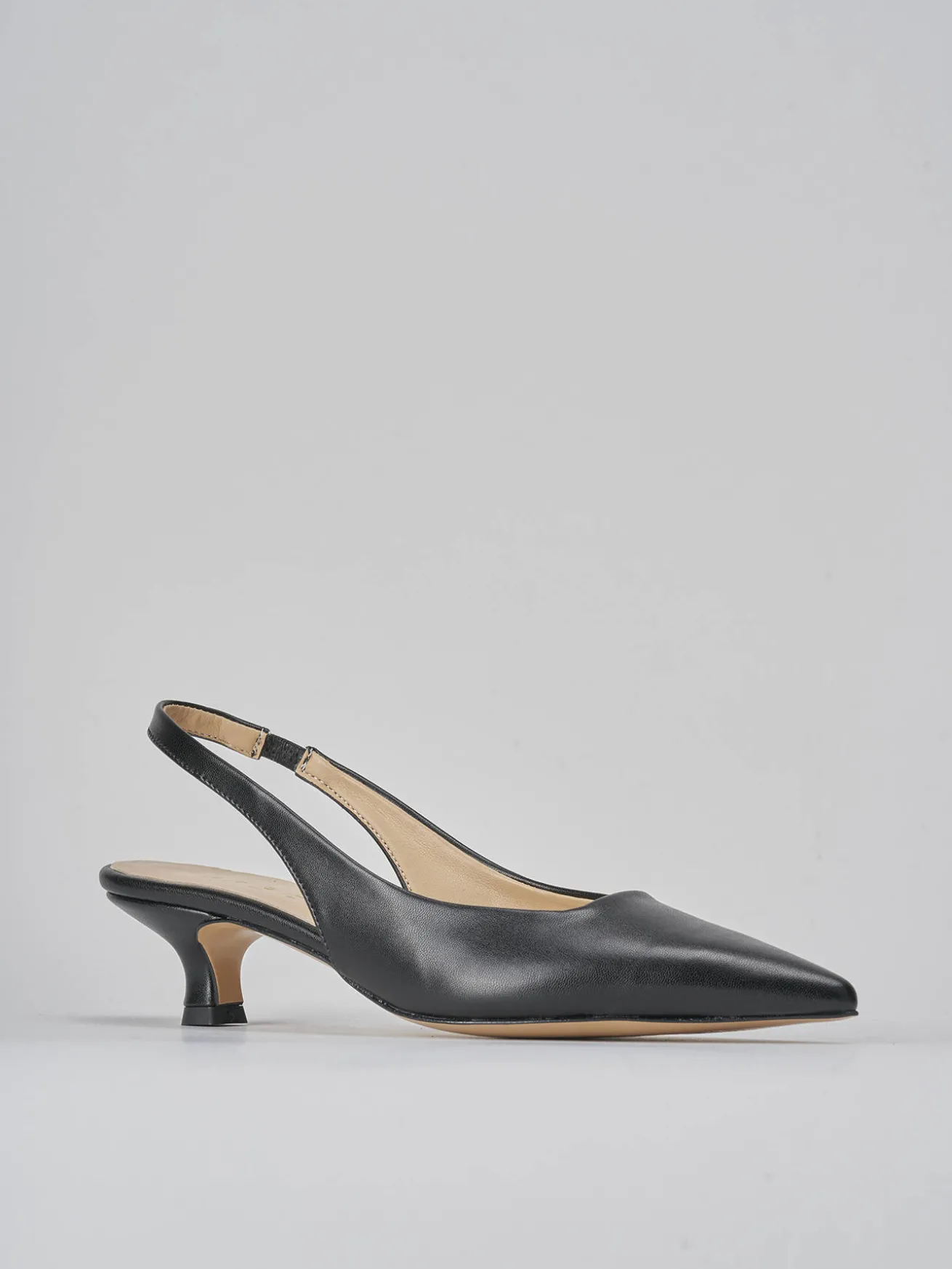 Slingback tacco 3cm pelle nero