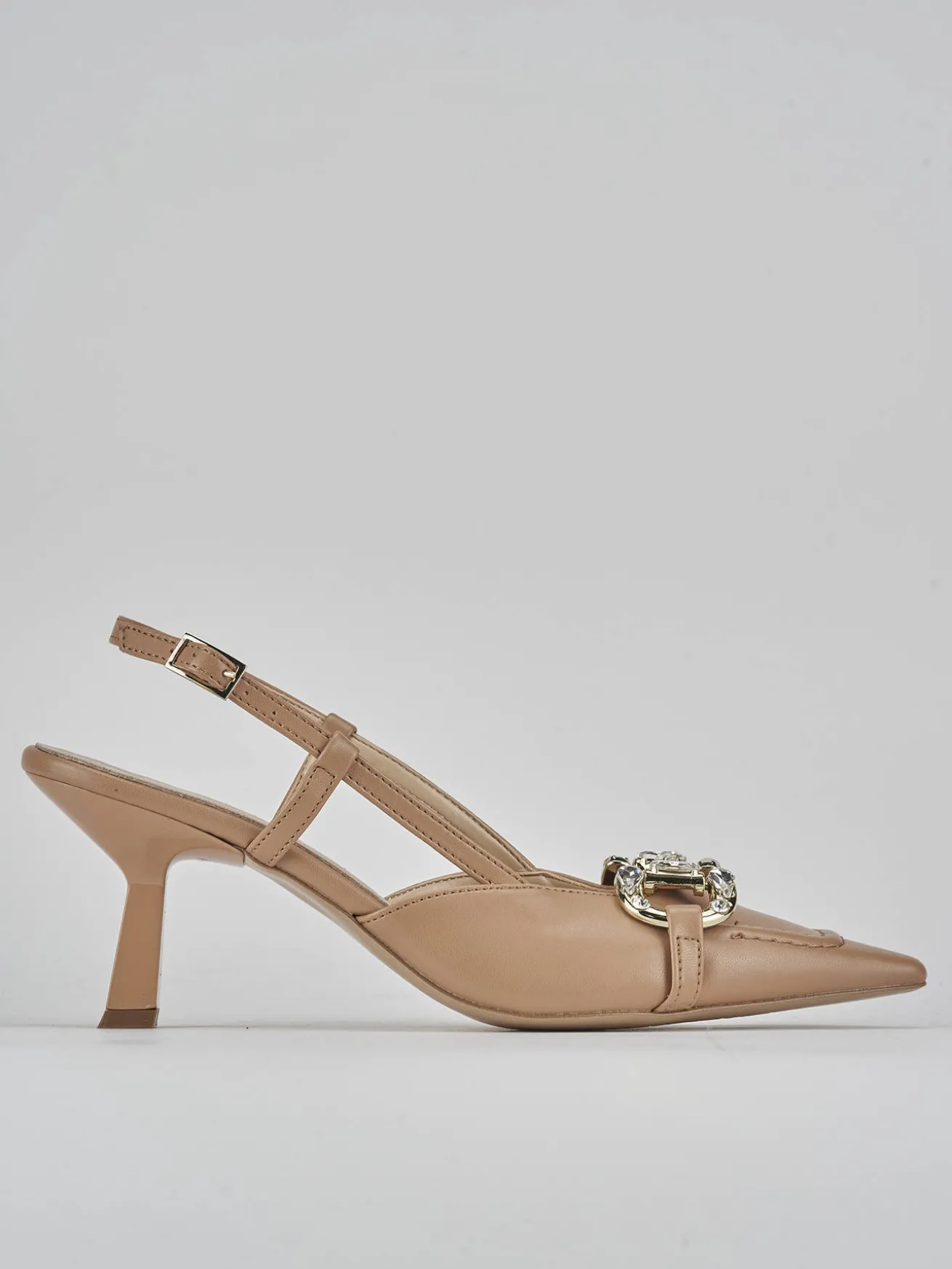 Slingback tacco 7cm pelle beige