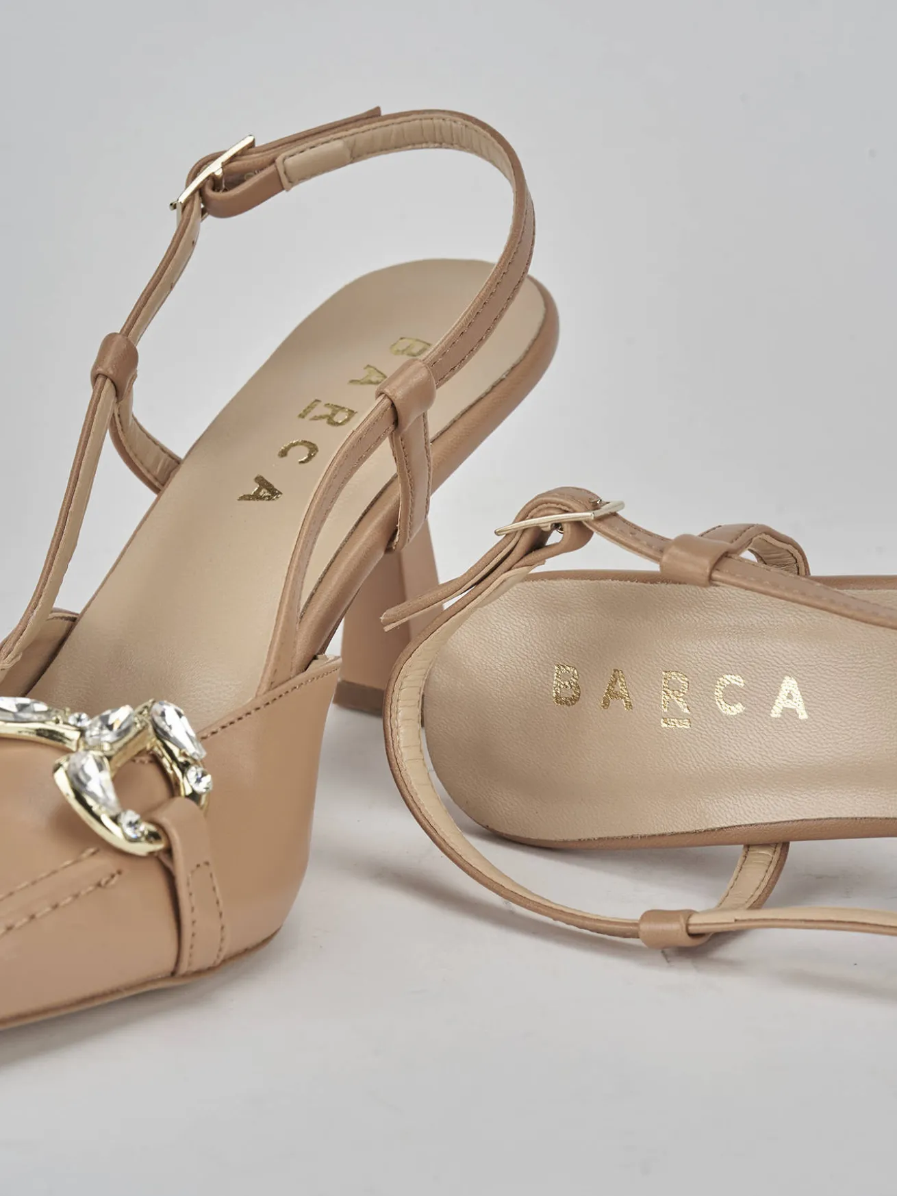 Slingback tacco 7cm pelle beige