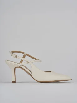 Slingback tacco 7cm pelle bianco
