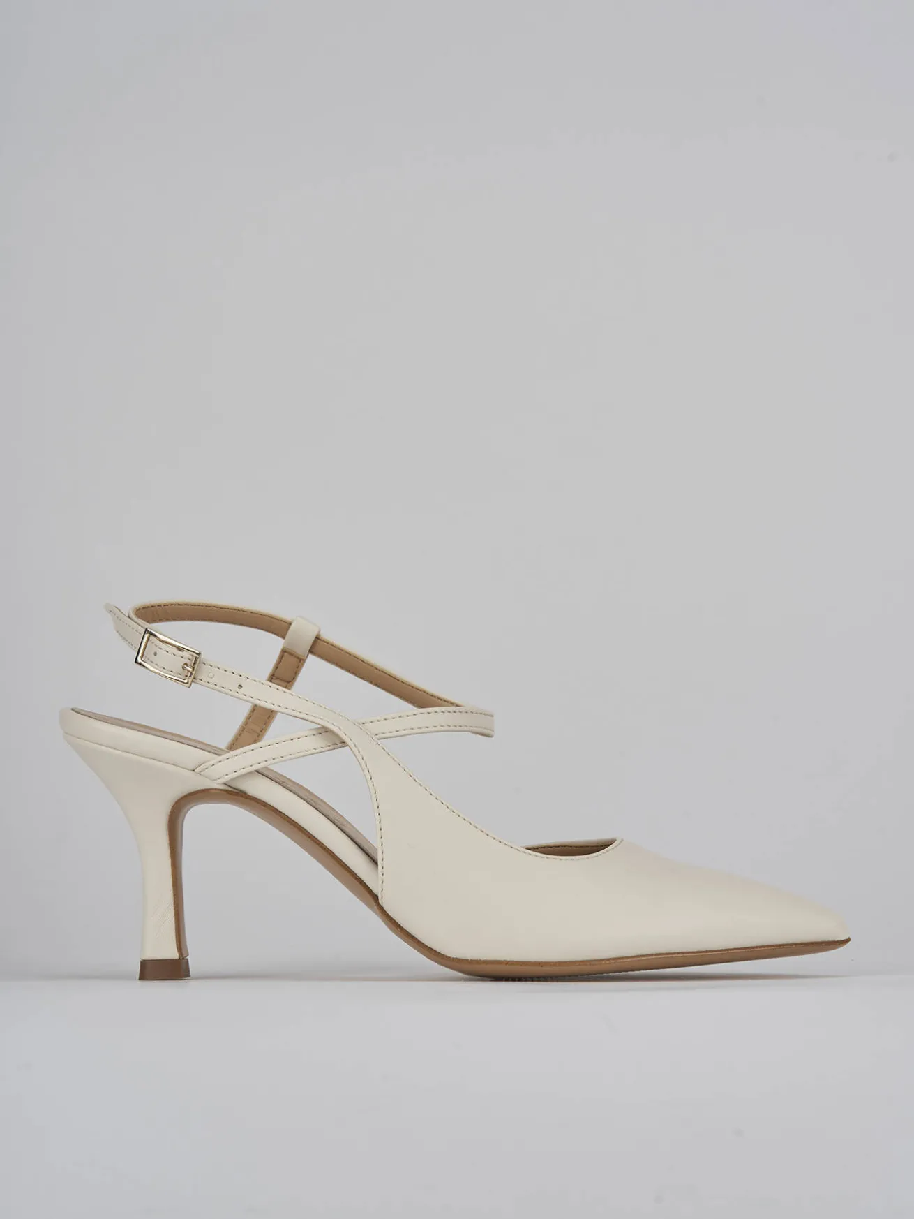 Slingback tacco 7cm pelle bianco