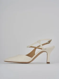Slingback tacco 7cm pelle bianco