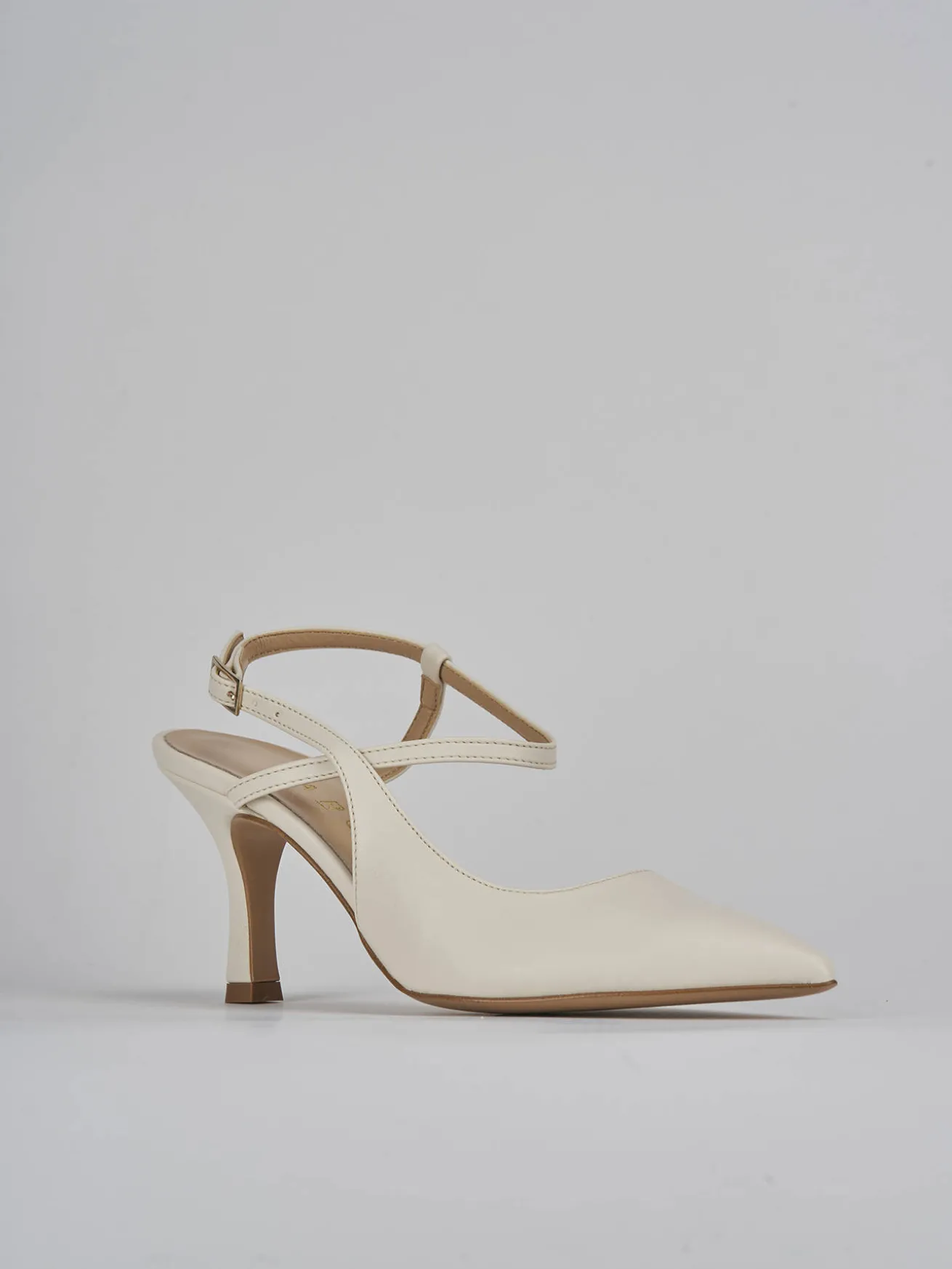 Slingback tacco 7cm pelle bianco