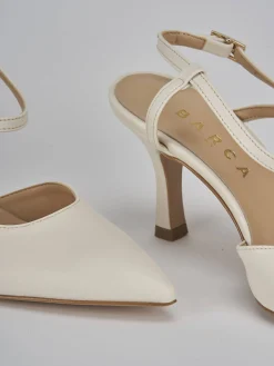 Slingback tacco 7cm pelle bianco