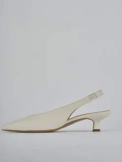 Slingback tacco 4cm pelle bianco