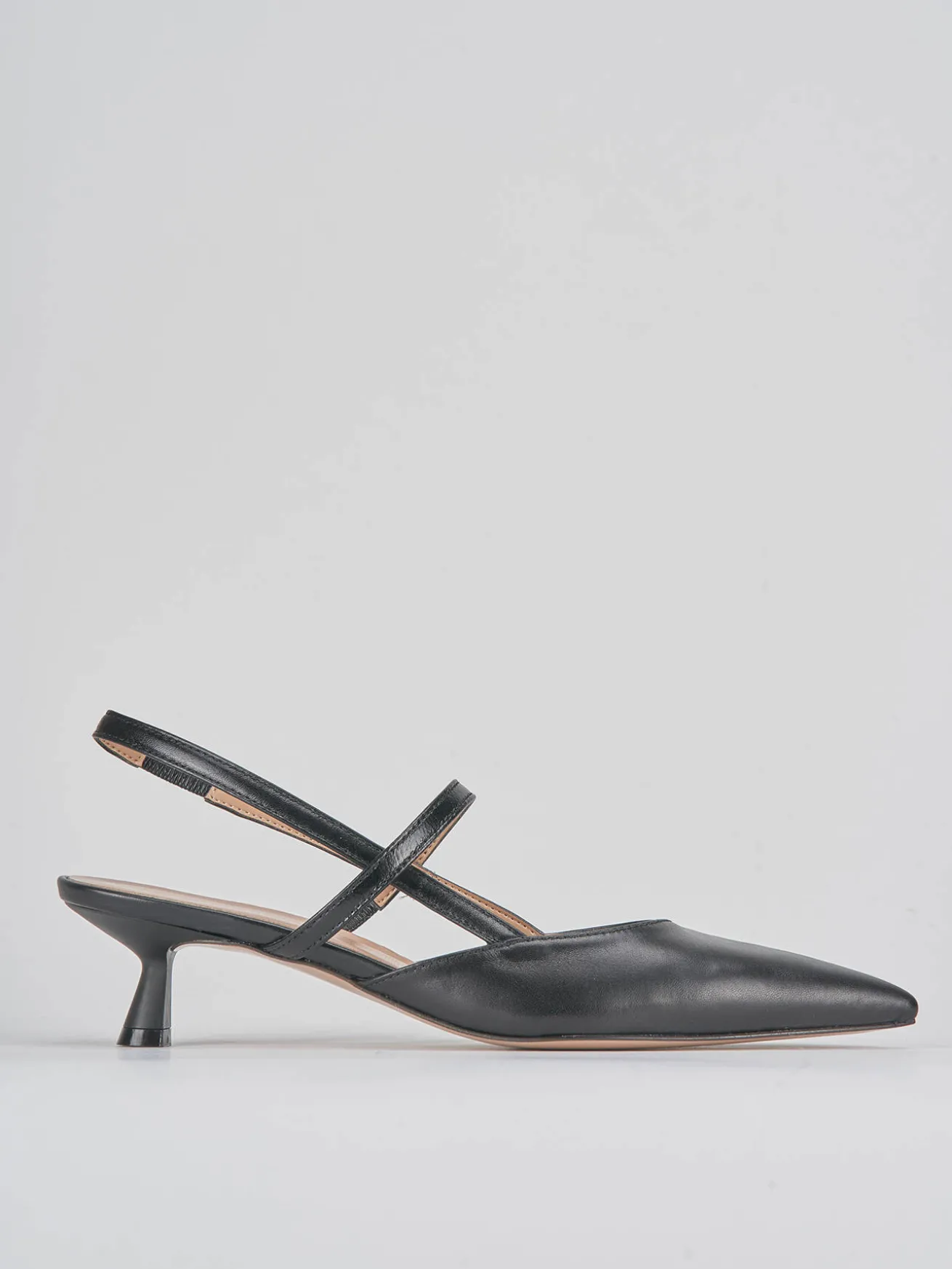 Slingback tacco 5cm pelle nero