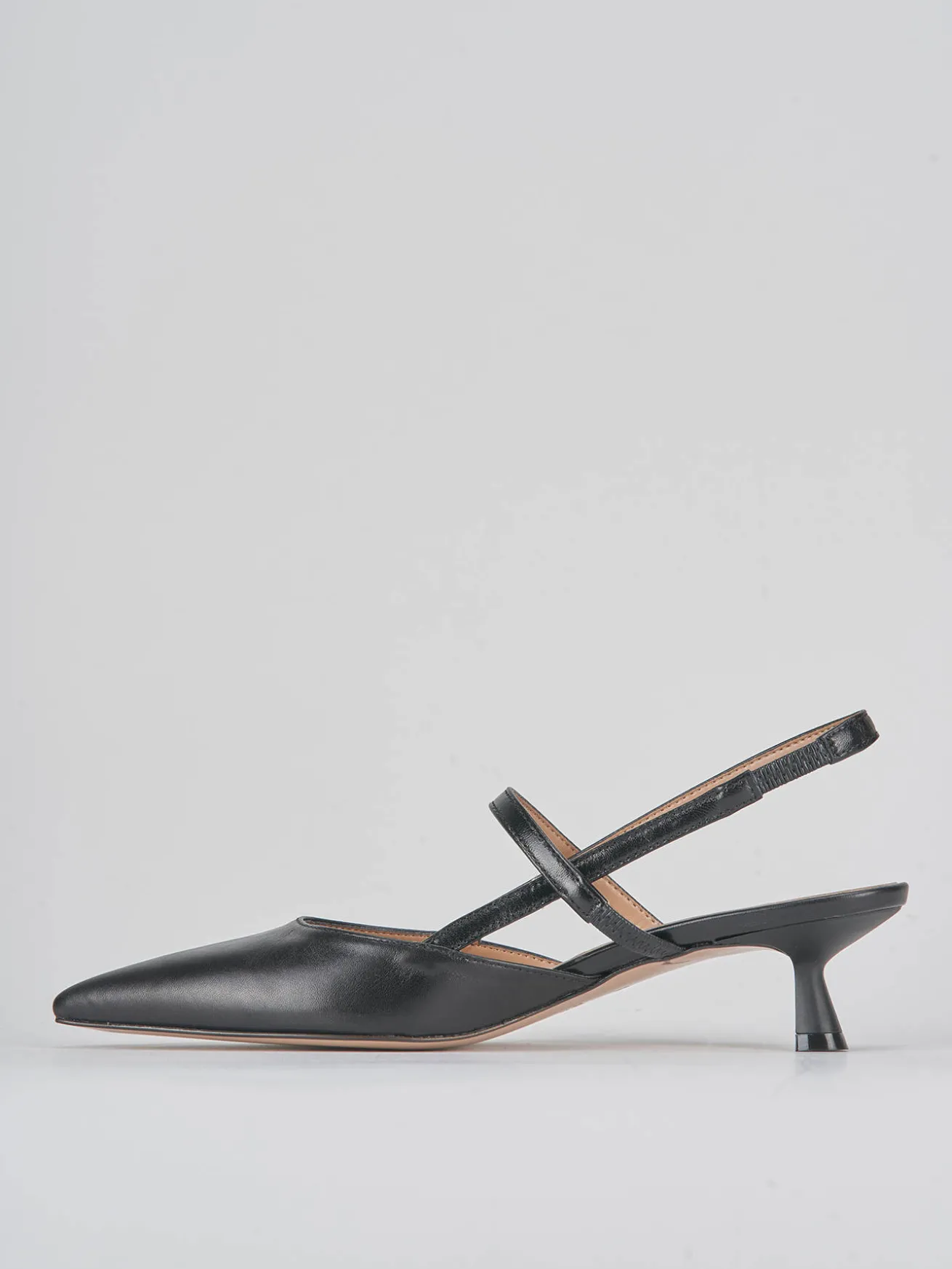 Slingback tacco 5cm pelle nero