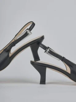 Slingback tacco 6cm pelle nero