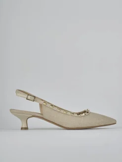 Slingback tacco 4cm pelle beige